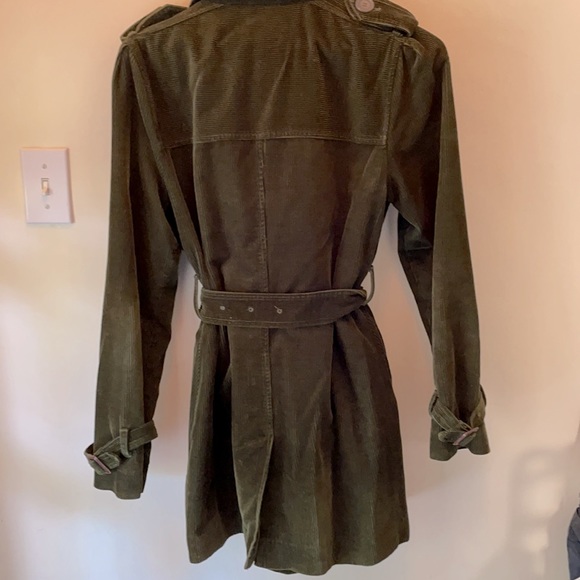 LL Bean olive green fall trench coat cord, small - Picture 5 of 6